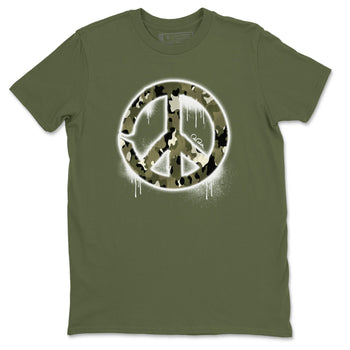 Air Jordan 4 Medium Olive shirt to match jordans Peace Sign sneaker tees AJ4 Medium Olive SNRT Sneaker Release Tees Unisex Military Green 2 T-Shirt