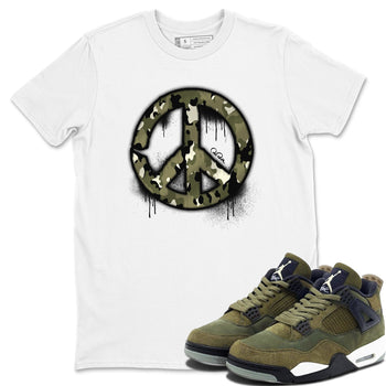 Air Jordan 4 Medium Olive shirt to match jordans Peace Sign sneaker tees AJ4 Medium Olive SNRT Sneaker Release Tees Unisex White 1 T-Shirt