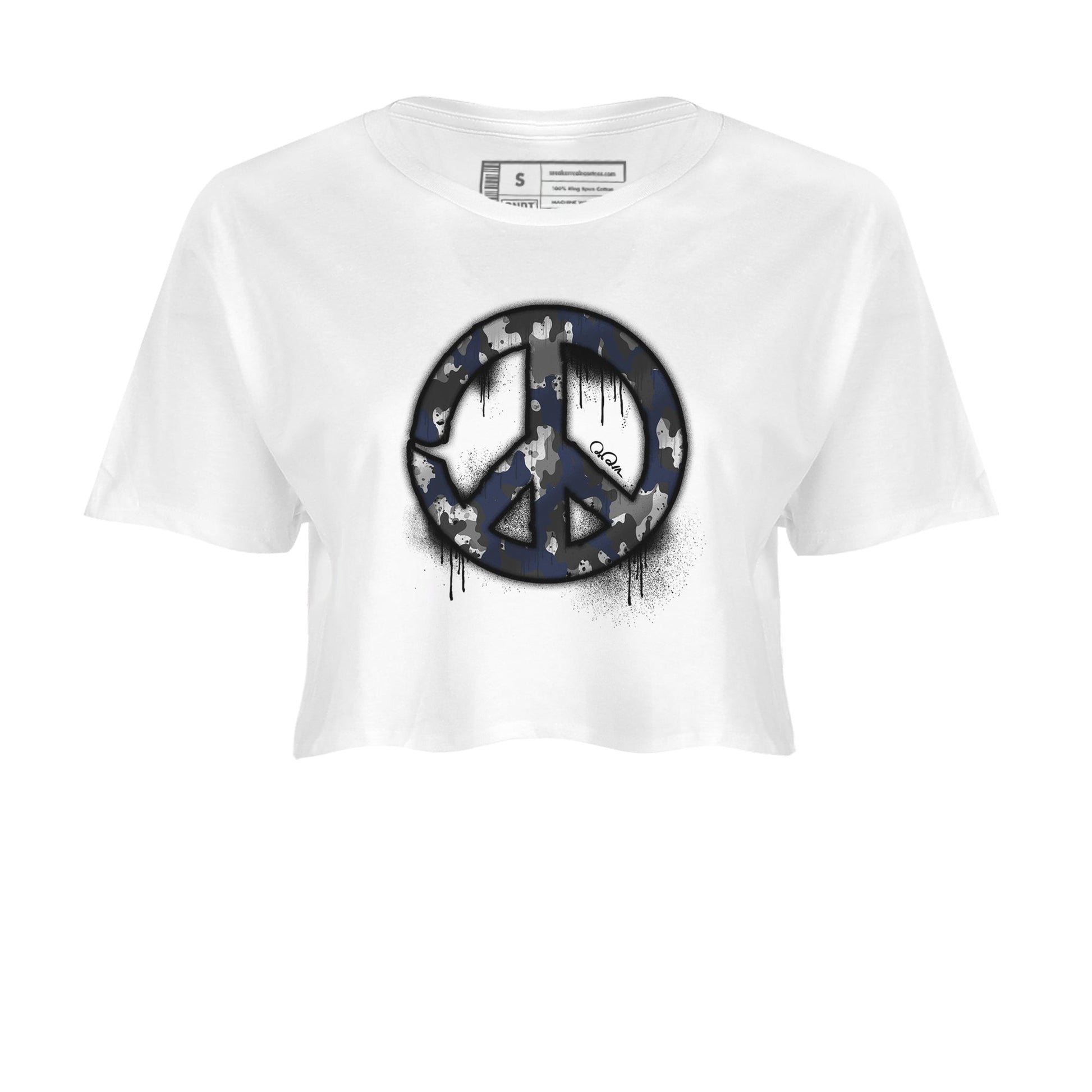 Air Jordan 5 Georgetown shirt to match jordans Peace Sign sneaker tees AJ5 Georgetown SNRT Sneaker Release Tees White 2 Crop T-Shirt