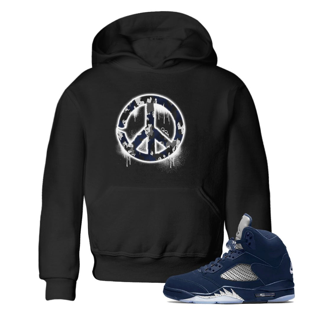 Air Jordan 5 Georgetown shirt to match jordans Peace Sign sneaker tees AJ5 Georgetown SNRT Sneaker Release Tees Baby Toddler Black 1 T-Shirt