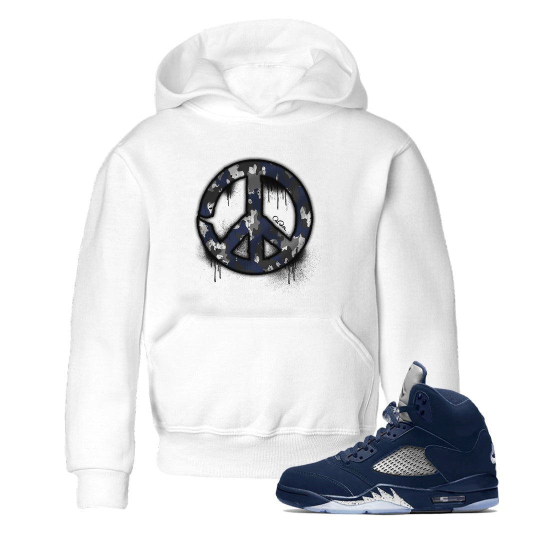 Air Jordan 5 Georgetown shirt to match jordans Peace Sign sneaker tees AJ5 Georgetown SNRT Sneaker Release Tees Baby Toddler White 1 T-Shirt