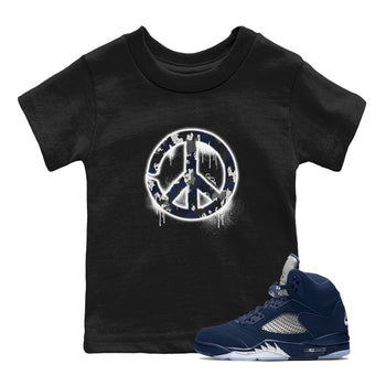 Air Jordan 5 Georgetown shirt to match jordans Peace Sign sneaker tees AJ5 Georgetown SNRT Sneaker Release Tees Baby Toddler Black 1 T-Shirt