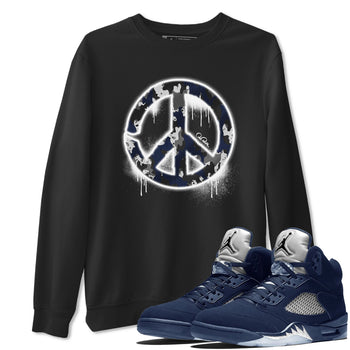 Air Jordan 5 Georgetown shirt to match jordans Peace Sign sneaker tees AJ5 Georgetown SNRT Sneaker Release Tees Unisex Black 1 T-Shirt