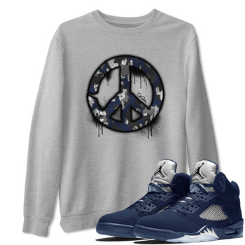 Air Jordan 5 Georgetown shirt to match jordans Peace Sign sneaker tees AJ5 Georgetown SNRT Sneaker Release Tees Unisex Heather Grey 1 T-Shirt