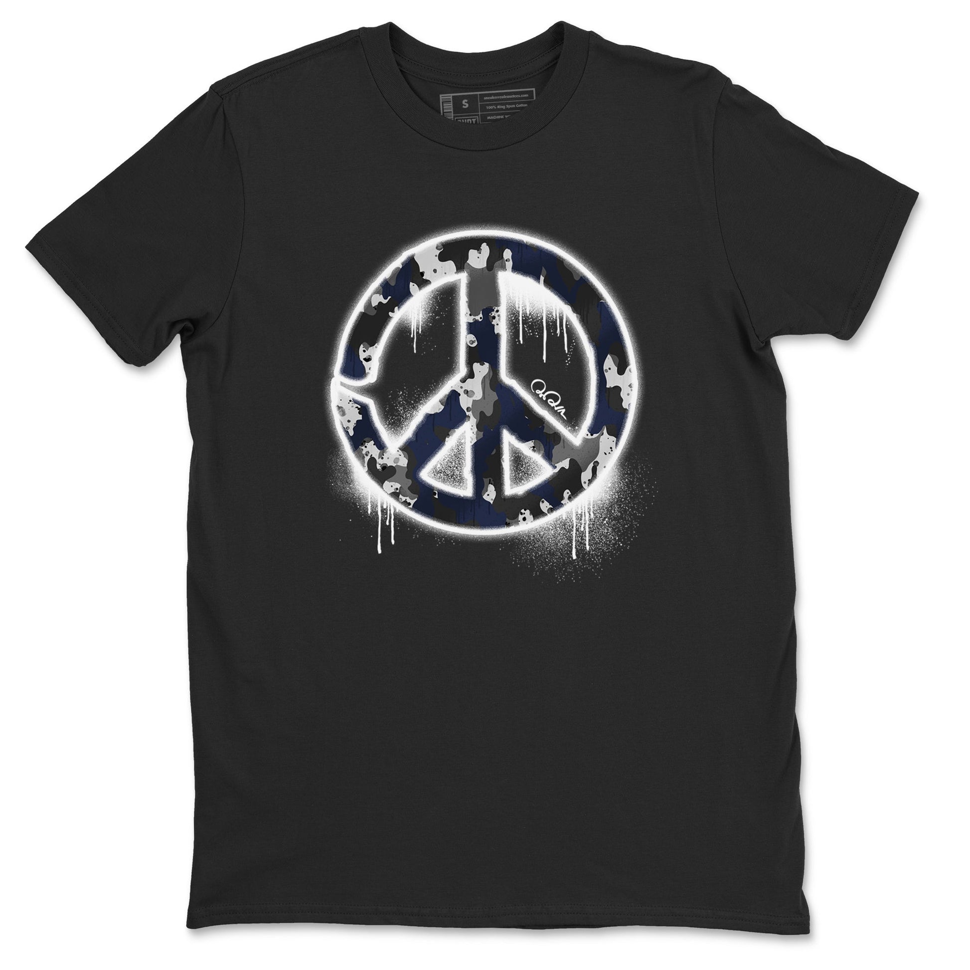 Air Jordan 5 Georgetown shirt to match jordans Peace Sign sneaker tees AJ5 Georgetown SNRT Sneaker Release Tees Unisex Black 2 T-Shirt