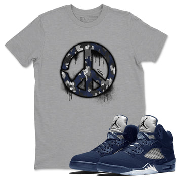 Air Jordan 5 Georgetown shirt to match jordans Peace Sign sneaker tees AJ5 Georgetown SNRT Sneaker Release Tees Unisex Heather Grey 1 T-Shirt