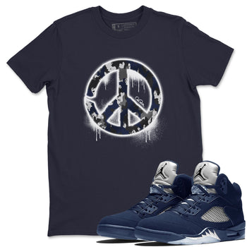 Air Jordan 5 Georgetown shirt to match jordans Peace Sign sneaker tees AJ5 Georgetown SNRT Sneaker Release Tees Unisex Navy 1 T-Shirt