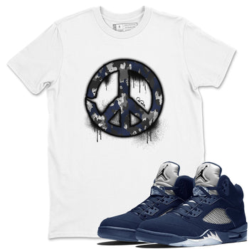 Air Jordan 5 Georgetown shirt to match jordans Peace Sign sneaker tees AJ5 Georgetown SNRT Sneaker Release Tees Unisex White 1 T-Shirt