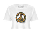 Air Jordan 5 Olive shirt to match jordans Peace Sign sneaker tees AJ5 Olive SNRT Sneaker Release Tees White 2 crop length shirt