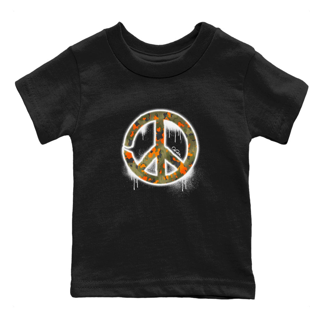 Air Jordan 5 Olive shirt to match jordans Peace Sign sneaker tees AJ5 Olive SNRT sneaker release tees baby toddler Black 2 cotton Shirt