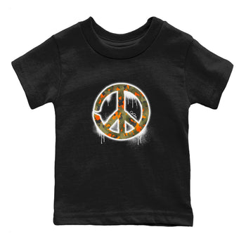 Air Jordan 5 Olive shirt to match jordans Peace Sign sneaker tees AJ5 Olive SNRT sneaker release tees baby toddler Black 2 cotton Shirt