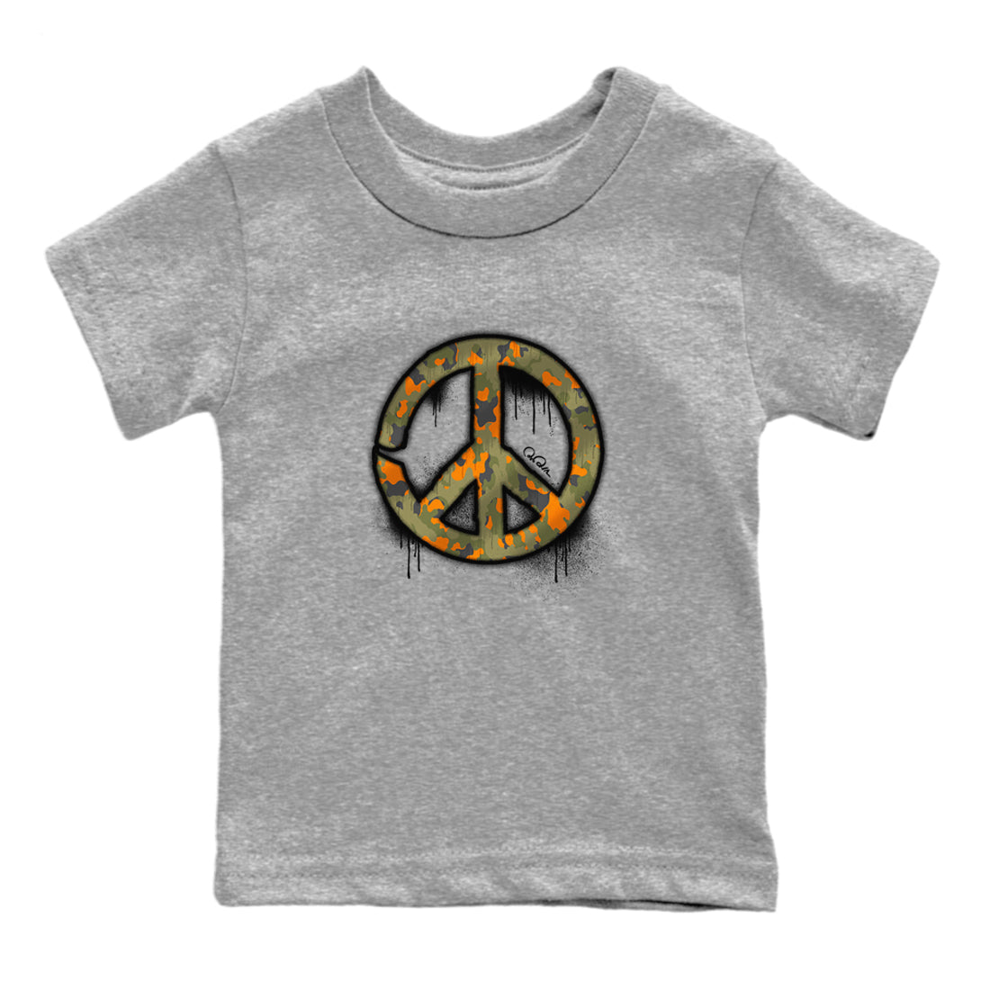 Air Jordan 5 Olive shirt to match jordans Peace Sign sneaker tees AJ5 Olive SNRT sneaker release tees baby toddler Heather Grey 2 cotton Shirt