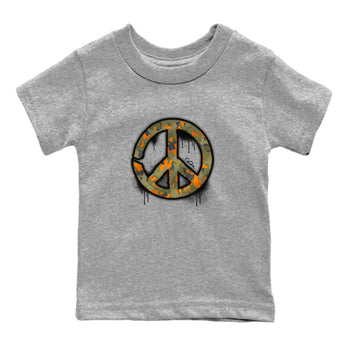 Air Jordan 5 Olive shirt to match jordans Peace Sign sneaker tees AJ5 Olive SNRT sneaker release tees baby toddler Heather Grey 2 cotton Shirt