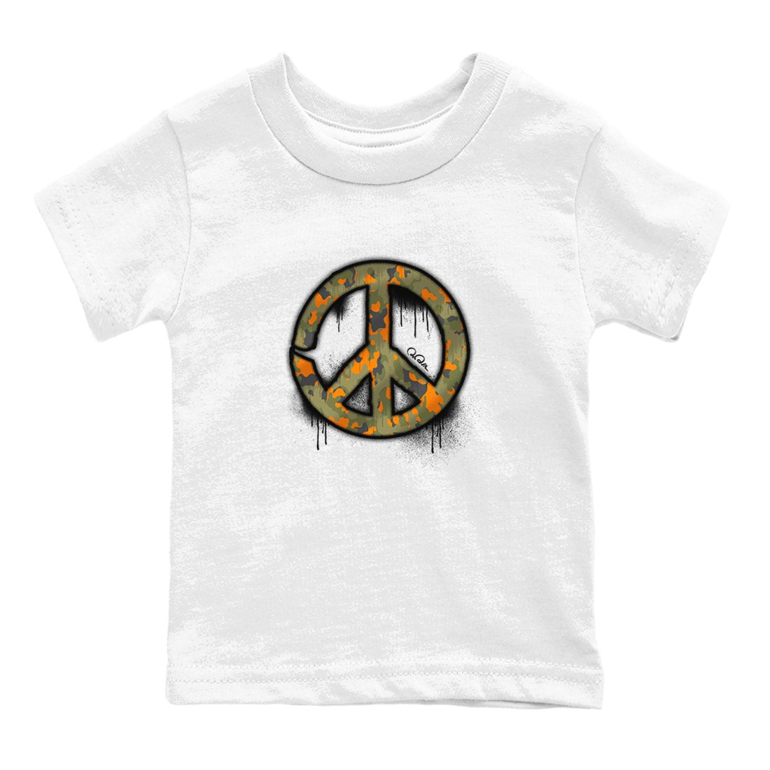 Air Jordan 5 Olive shirt to match jordans Peace Sign sneaker tees AJ5 Olive SNRT sneaker release tees baby toddler White 2 cotton Shirt