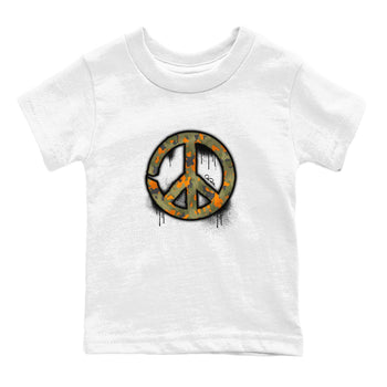 Air Jordan 5 Olive shirt to match jordans Peace Sign sneaker tees AJ5 Olive SNRT sneaker release tees baby toddler White 2 cotton Shirt