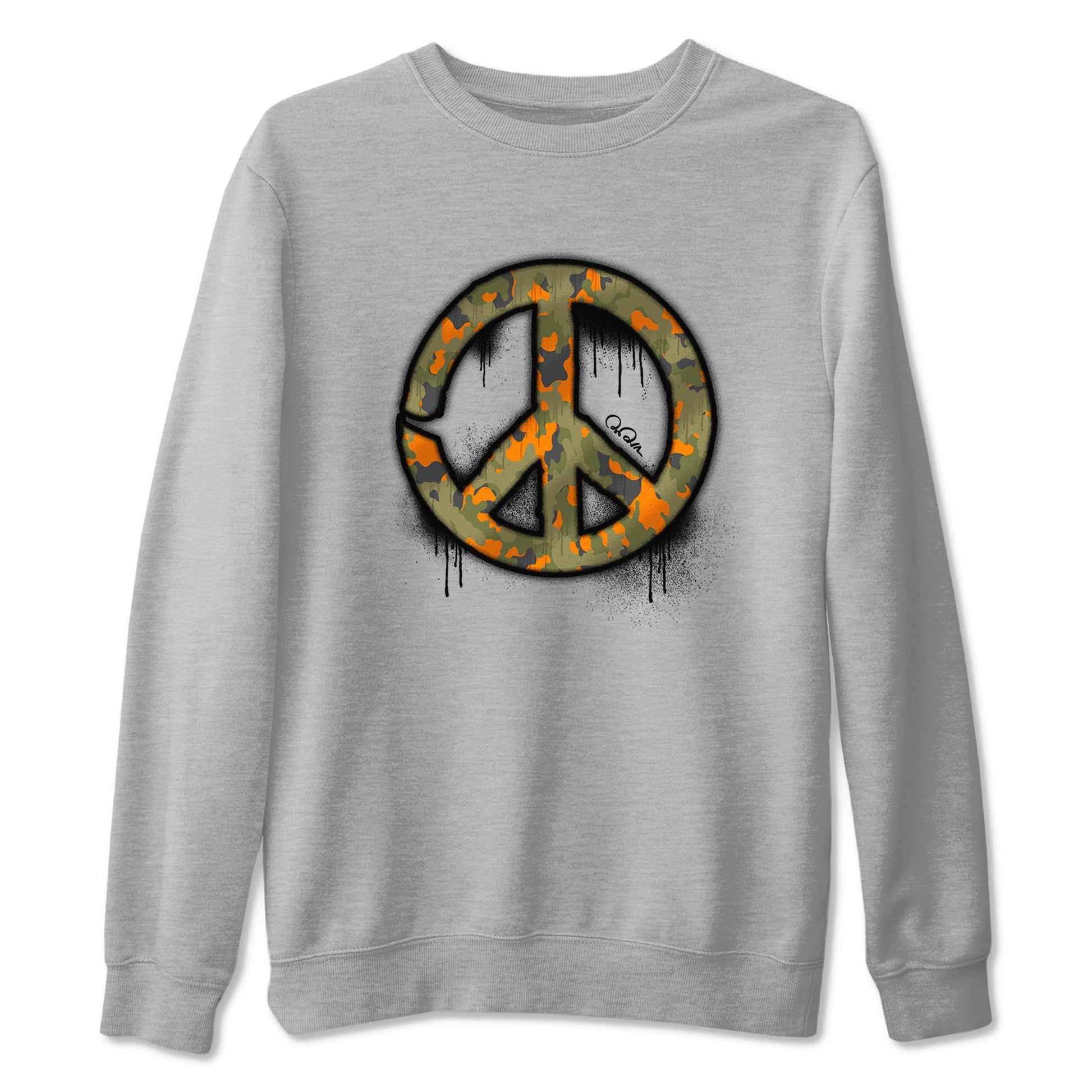 Air Jordan 5 Olive shirt to match jordans Peace Sign sneaker tees AJ5 Olive SNRT Sneaker Release Tees unisex cotton Heather Grey 2 crew neck shirt