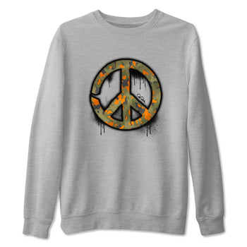 Air Jordan 5 Olive shirt to match jordans Peace Sign sneaker tees AJ5 Olive SNRT Sneaker Release Tees unisex cotton Heather Grey 2 crew neck shirt
