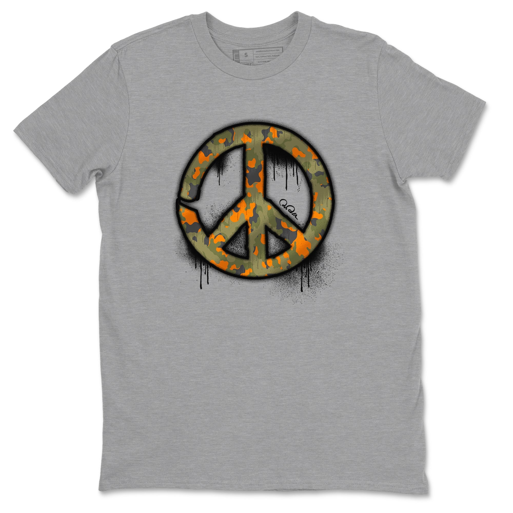 Air Jordan 5 Olive shirt to match jordans Peace Sign sneaker tees AJ5 Olive SNRT Sneaker Release Tees unisex cotton Heather Grey 2 crew neck shirt