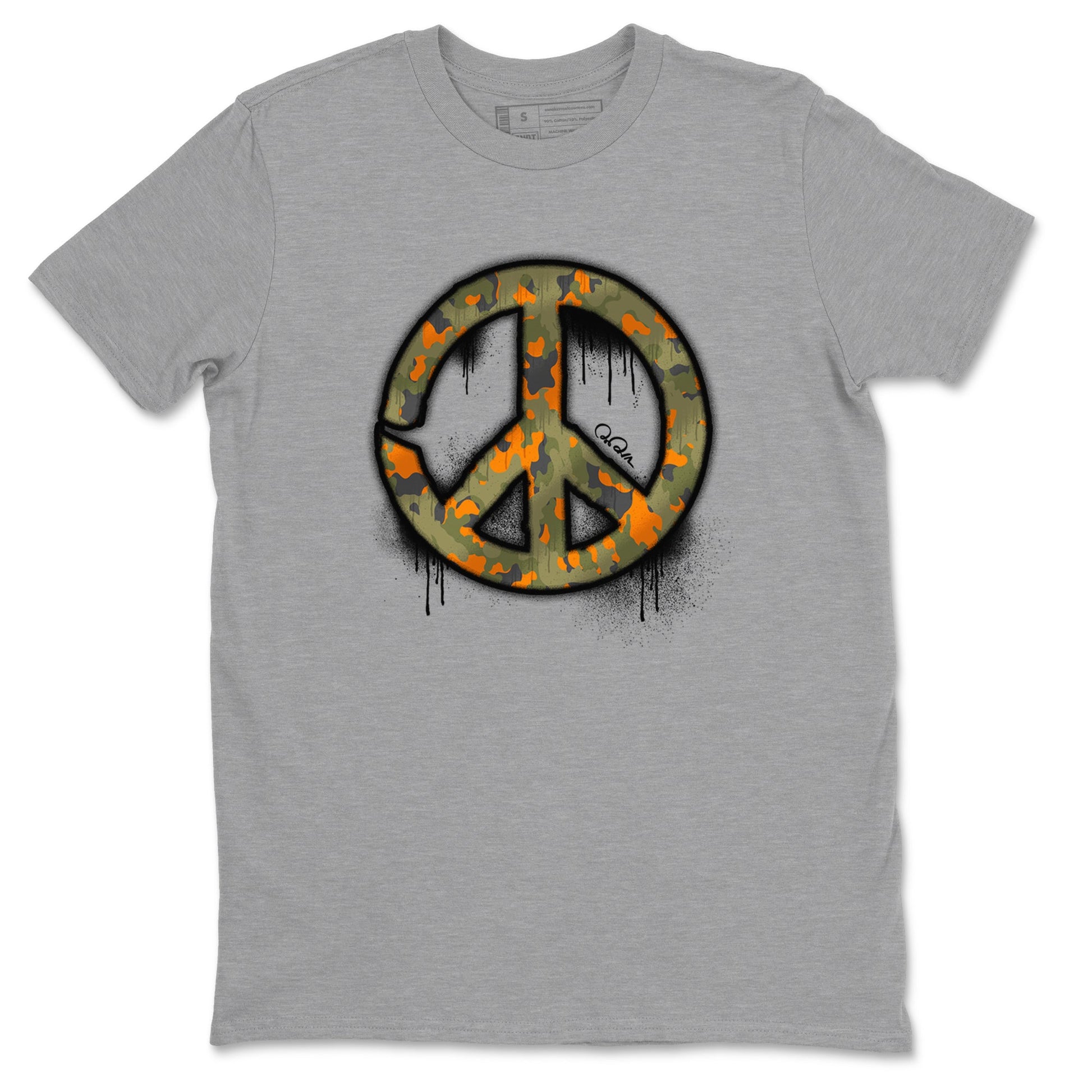 Air Jordan 5 Olive shirt to match jordans Peace Sign sneaker tees AJ5 Olive SNRT Sneaker Release Tees unisex cotton Heather Grey 2 crew neck shirt