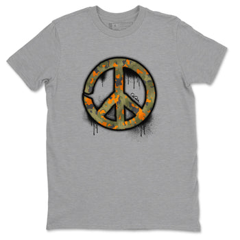 Air Jordan 5 Olive shirt to match jordans Peace Sign sneaker tees AJ5 Olive SNRT Sneaker Release Tees unisex cotton Heather Grey 2 crew neck shirt