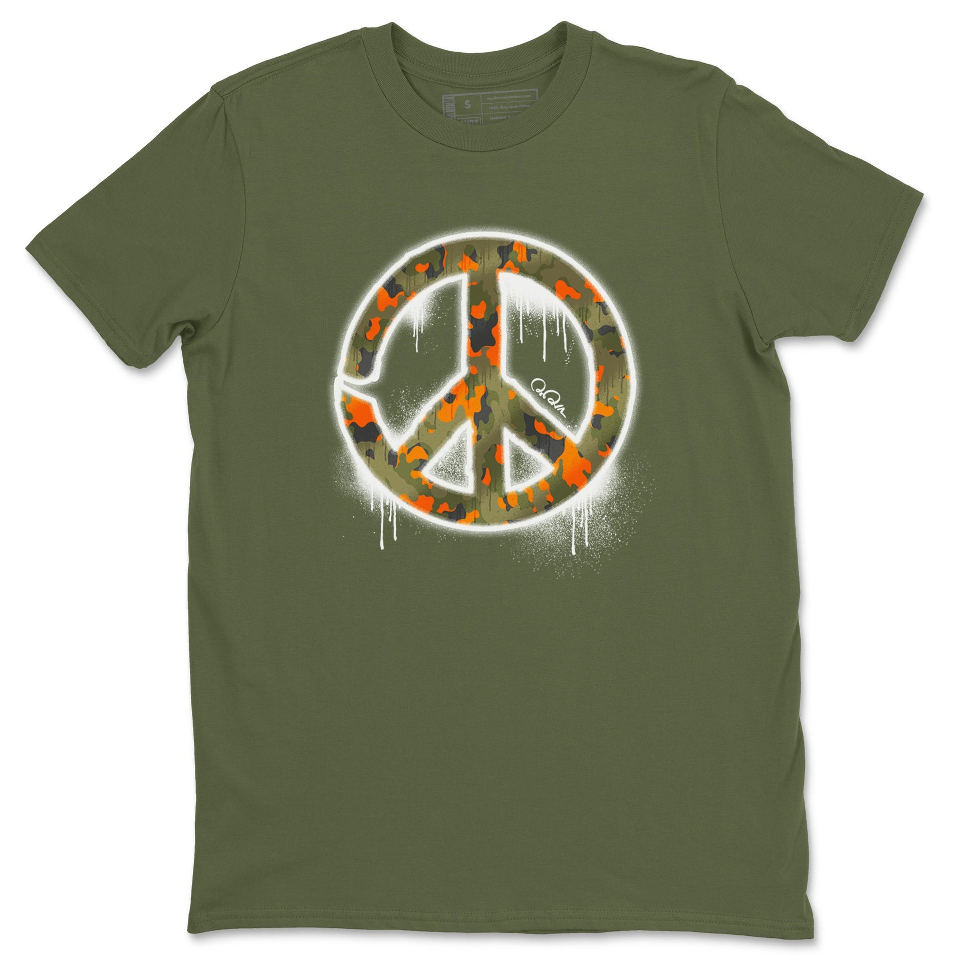 Air Jordan 5 Olive shirt to match jordans Peace Sign sneaker tees AJ5 Olive SNRT Sneaker Release Tees unisex cotton Military Green 2 crew neck shirt