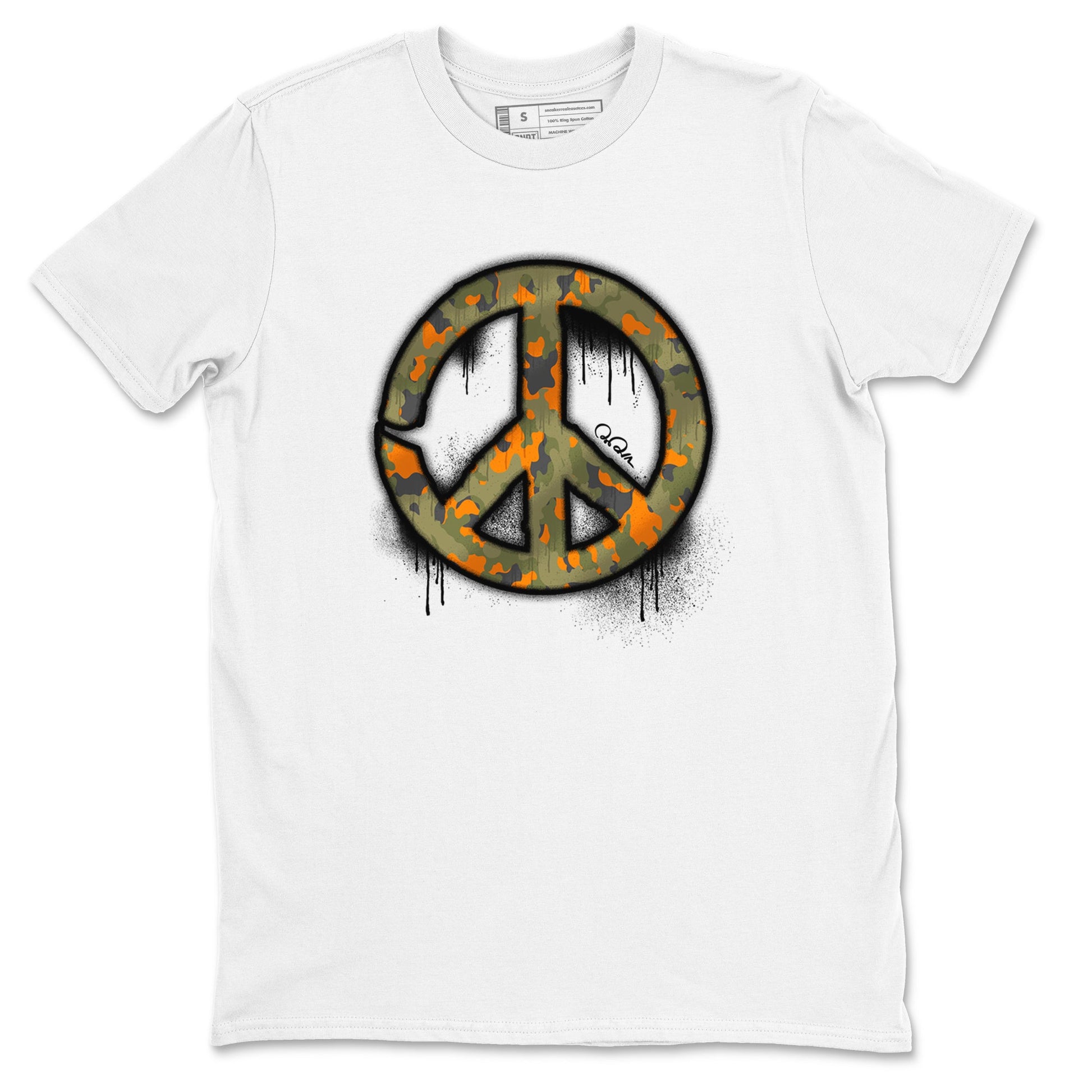 Air Jordan 5 Olive shirt to match jordans Peace Sign sneaker tees AJ5 Olive SNRT Sneaker Release Tees unisex cotton White 2 crew neck shirt