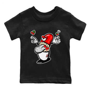 Air Jordan 12 Cherry Sneaker Match Tees Pill Monster Sneaker Tees AJ12 Cherry Sneaker Release Tees Kids Shirts Black 2