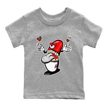 Air Jordan 12 Cherry Sneaker Match Tees Pill Monster Sneaker Tees AJ12 Cherry Sneaker Release Tees Kids Shirts Heather Grey 2