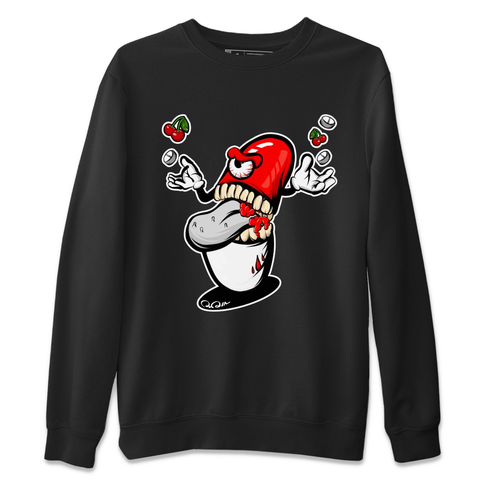 Air Jordan 12 Cherry Sneaker Match Tees Pill Monster Sneaker Tees AJ12 Cherry Sneaker Release Tees Unisex Shirts Black 2