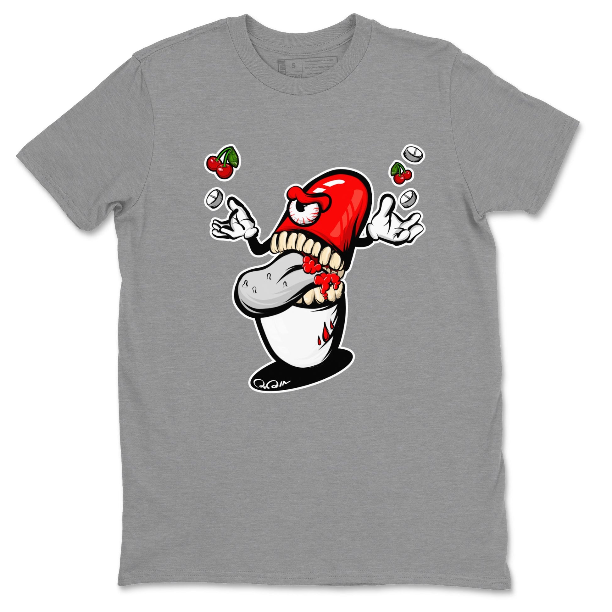 Air Jordan 12 Cherry Sneaker Match Tees Pill Monster Sneaker Tees AJ12 Cherry Sneaker Release Tees Unisex Shirts Heather Grey 2