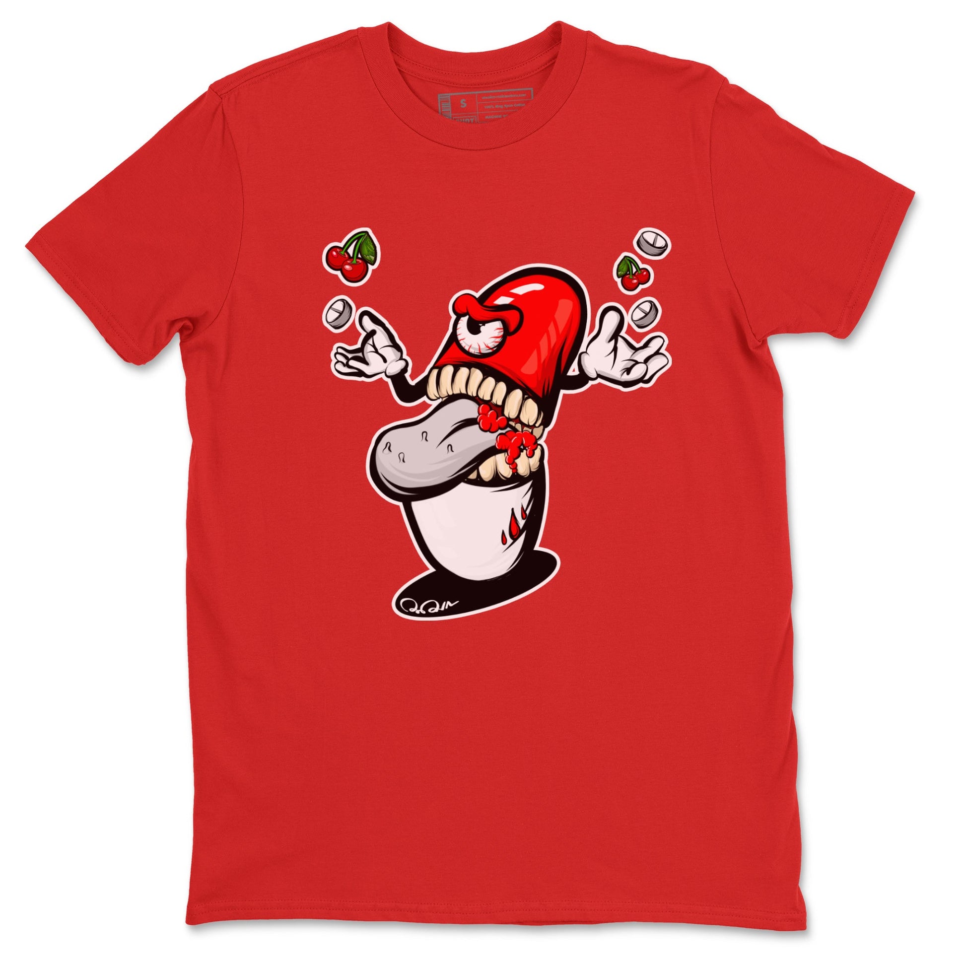 Air Jordan 12 Cherry Sneaker Match Tees Pill Monster Sneaker Tees AJ12 Cherry Sneaker Release Tees Unisex Shirts Red 2