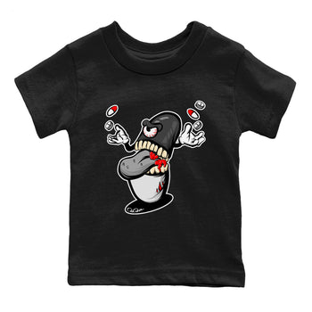 Air Jordan 13 Black Flint Sneaker Match Tees Pill Monster Sneaker Tees AJ13 Retro Black Flint Sneaker Release Tees Kids Shirts Black 2