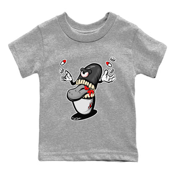 Air Jordan 13 Black Flint Sneaker Match Tees Pill Monster Sneaker Tees AJ13 Retro Black Flint Sneaker Release Tees Kids Shirts Heather Grey 2