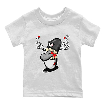 Air Jordan 13 Black Flint Sneaker Match Tees Pill Monster Sneaker Tees AJ13 Retro Black Flint Sneaker Release Tees Kids Shirts White 2