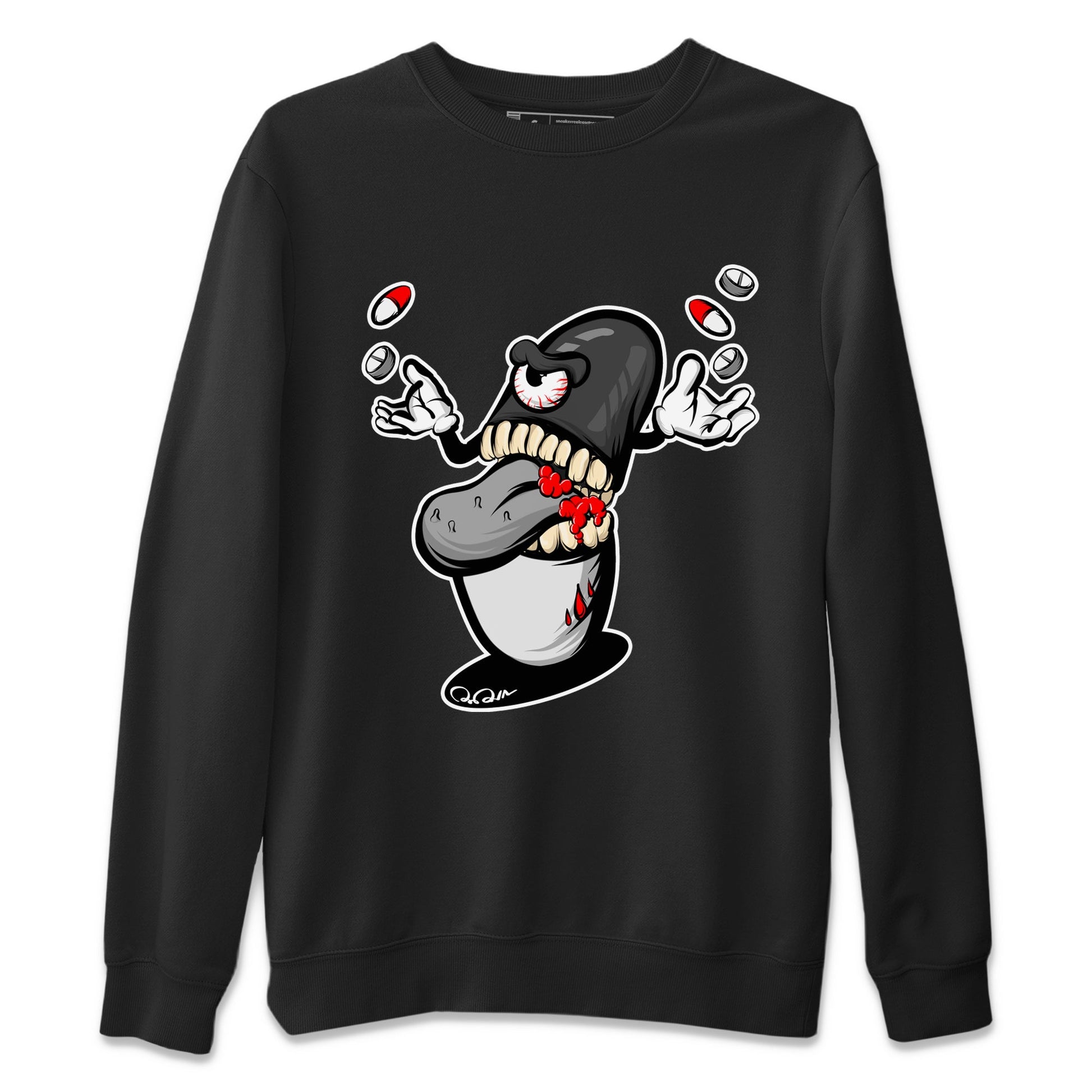 Air Jordan 13 Black Flint Sneaker Match Tees Pill Monster Sneaker Tees AJ13 Retro Black Flint Sneaker Release Tees Unisex Shirts Black 2