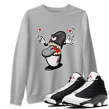 Air Jordan 13 Black Flint Sneaker Match Tees Pill Monster Sneaker Tees AJ13 Retro Black Flint Sneaker Release Tees Unisex Shirts Heather Grey 1