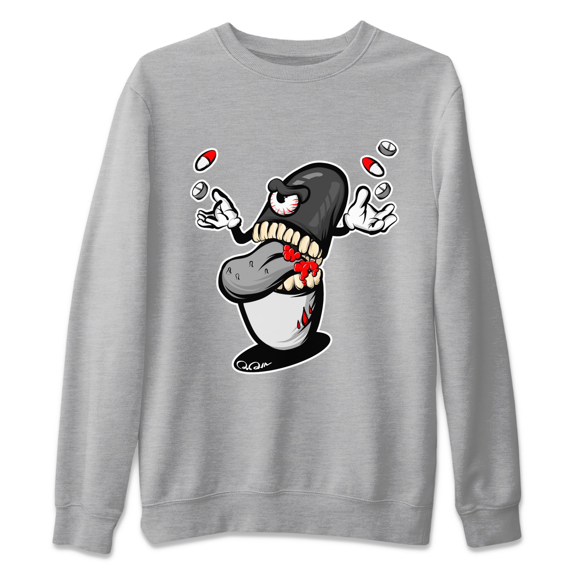 Air Jordan 13 Black Flint Sneaker Match Tees Pill Monster Sneaker Tees AJ13 Retro Black Flint Sneaker Release Tees Unisex Shirts Heather Grey 2