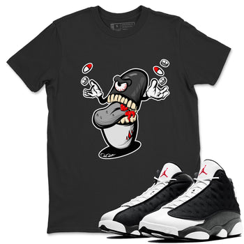 Air Jordan 13 Black Flint Sneaker Match Tees Pill Monster Sneaker Tees AJ13 Retro Black Flint Sneaker Release Tees Unisex Shirts Black 1