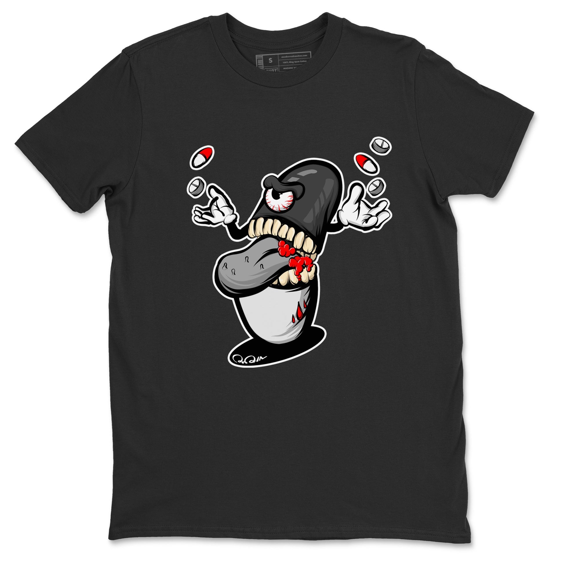 Air Jordan 13 Black Flint Sneaker Match Tees Pill Monster Sneaker Tees AJ13 Retro Black Flint Sneaker Release Tees Unisex Shirts Black 2