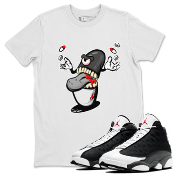 Air Jordan 13 Black Flint Sneaker Match Tees Pill Monster Sneaker Tees AJ13 Retro Black Flint Sneaker Release Tees Unisex Shirts White 1