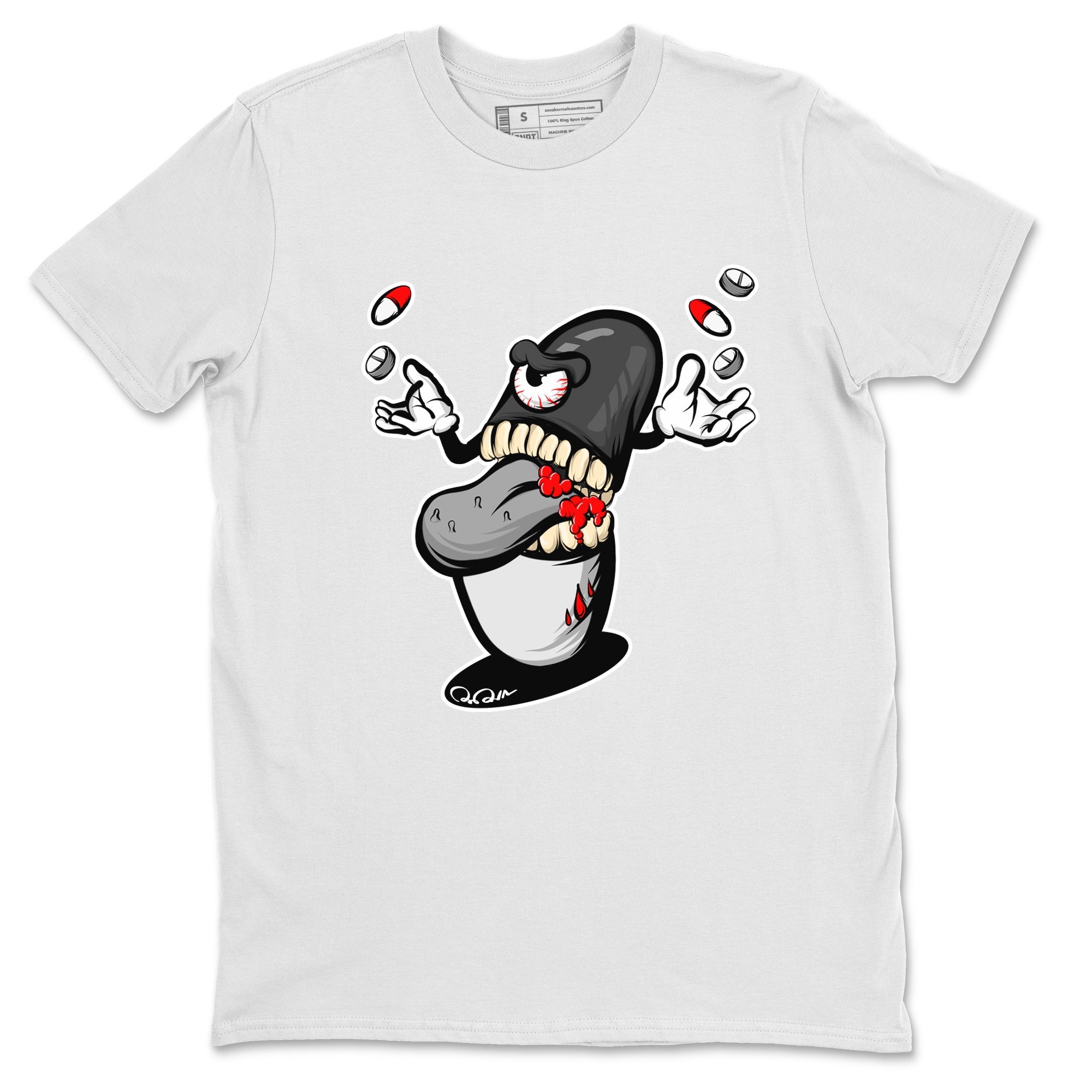 Air Jordan 13 Black Flint Sneaker Match Tees Pill Monster Sneaker Tees AJ13 Retro Black Flint Sneaker Release Tees Unisex Shirts White 2