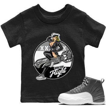 Jordan 12 Stealth Sneaker Match Tees Pin Up Girl Sneaker Tees Jordan 12 Stealth Sneaker Release Tees Kids Shirts