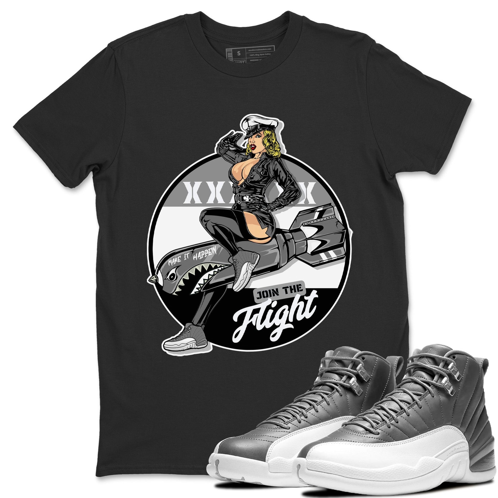 Jordan 12 Stealth Sneaker Match Tees Pin Up Girl Sneaker Tees Jordan 12 Stealth Sneaker Release Tees Unisex Shirts