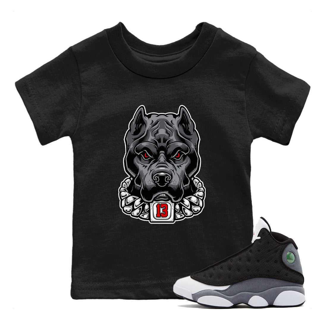 Air Jordan 13 Black Flint Sneaker Match Tees Pitbull Sneaker Tees Air Jordan 13 Black Flint Sneaker Release Tees Kids Shirts Black 1