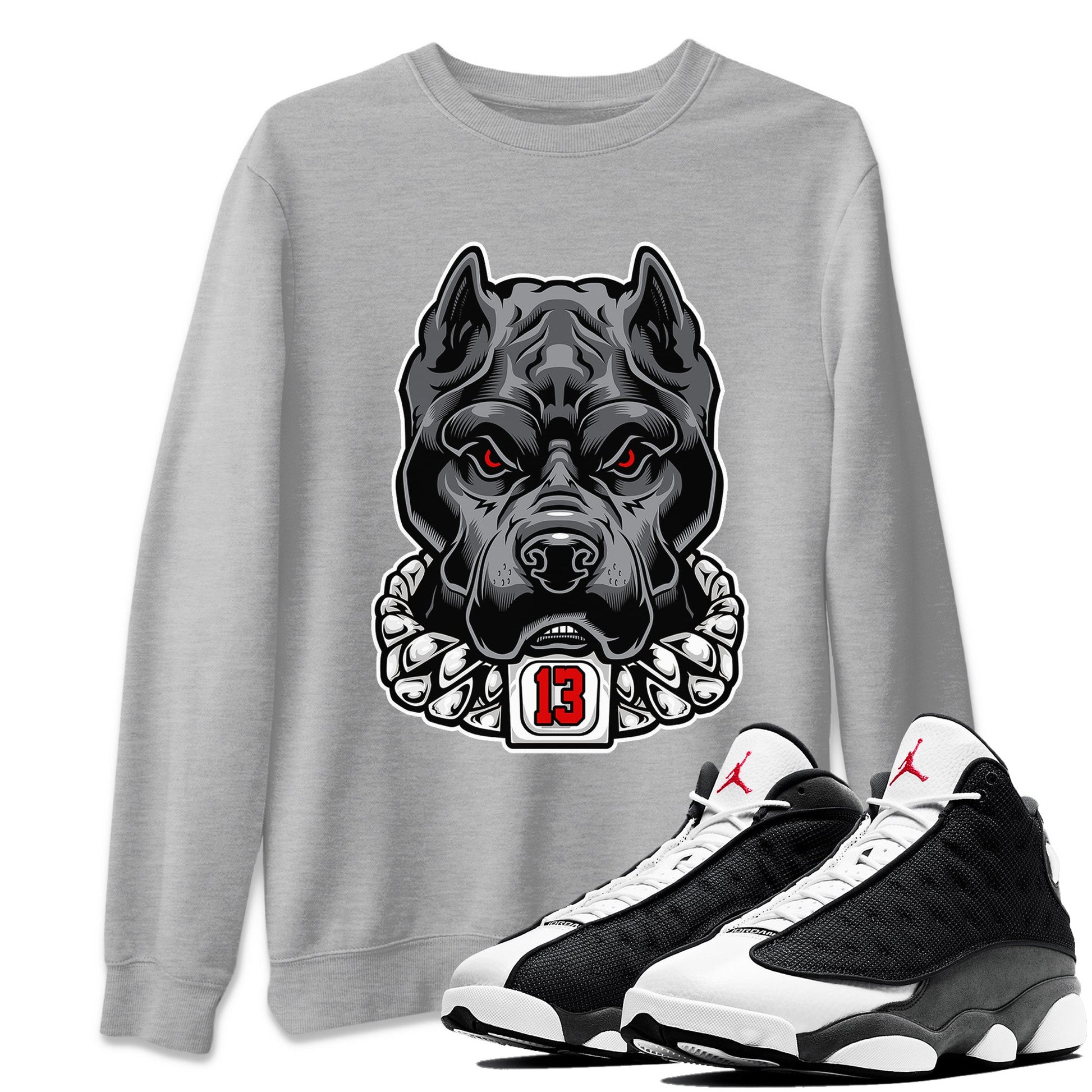 Air Jordan 13 Black Flint Sneaker Match Tees Pitbull Sneaker Tees Air Jordan 13 Black Flint Sneaker Release Tees Unisex Shirts Heather Grey 1