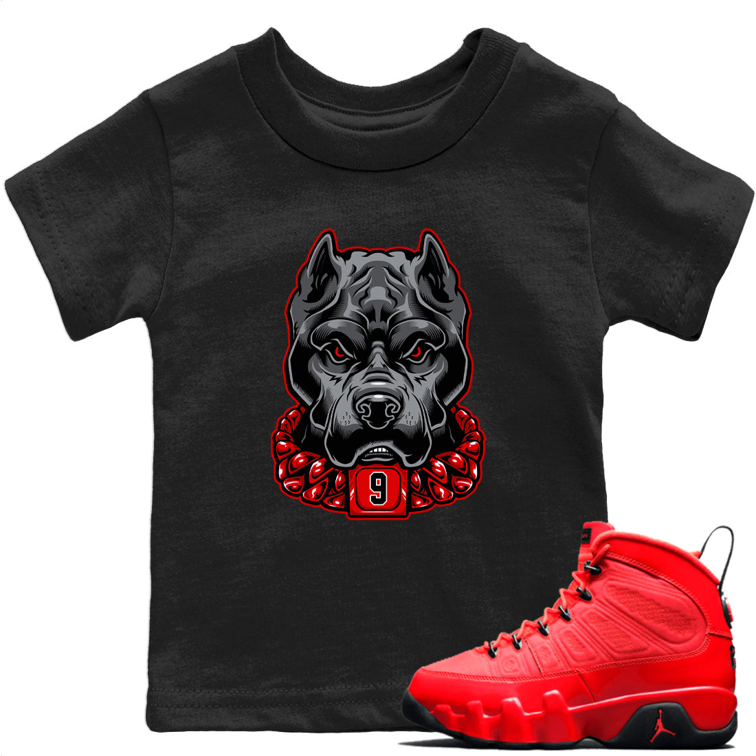 Jordan 9 Chile Red Sneaker Match Tees Pitbull Sneaker Tees Jordan 9 Chile Red Sneaker Release Tees Kids Shirts