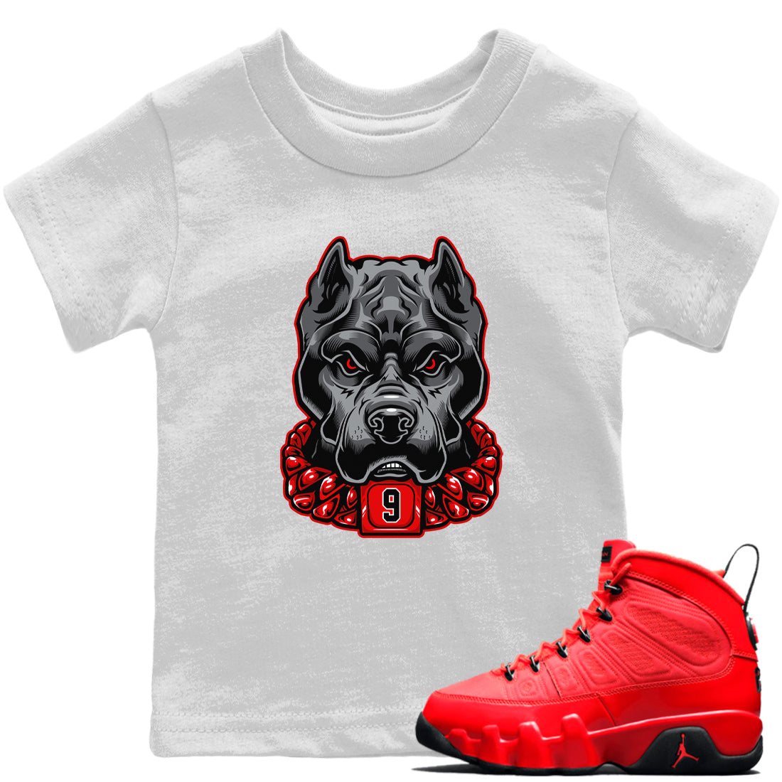 Jordan 9 Chile Red Sneaker Match Tees Pitbull Sneaker Tees Jordan 9 Chile Red Sneaker Release Tees Kids Shirts