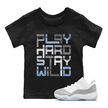 Air Jordan 11 White Cement Sneaker Match Tees Play Hard Sneaker Tees Air Jordan 11 Cement Grey Sneaker Release Tees Kids Shirts Black 1