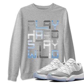Air Jordan 11 White Cement Sneaker Match Tees Play Hard Sneaker Tees Air Jordan 11 Cement Grey Sneaker Release Tees Unisex Shirts Heather Grey 1