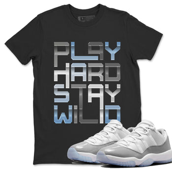 Air Jordan 11 White Cement Sneaker Match Tees Play Hard Sneaker Tees Air Jordan 11 Cement Grey Sneaker Release Tees Unisex Shirts Black 1